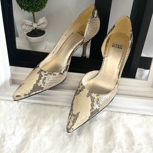 STUART WEITZMAN Avenue d'Orsay Pointed Toe Pump Snake Sheen SZ 10